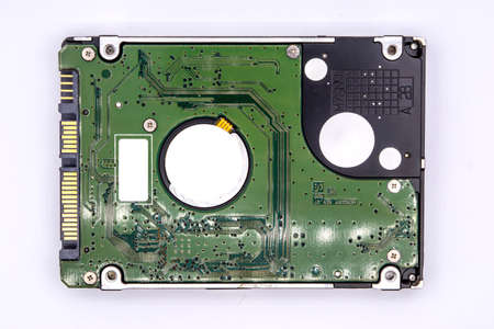 Close up of internal hard disk drive or hdd of Laptop isolated on white background.の写真素材