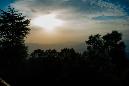 Sunset view from the mountains of Lansdowne. Mountain Sunset view in Lansdowne. Amazing  golden...