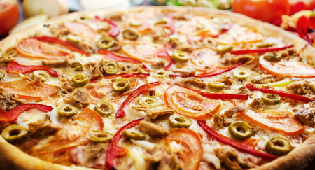 pizza with tunaの写真素材
