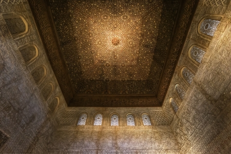 Granada, Andalucia, Spain Dec 15 2012 - Main Hall Court of the Lions, Alhambraのeditorial素材