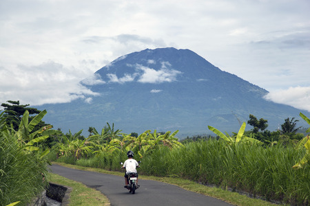 East Bali, Indonesia 12 Nov 2011 - View of Mount Agungのeditorial素材