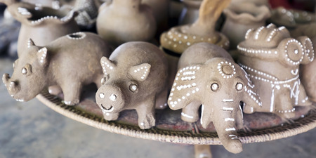 Lombok, Indonesia, 1 June 2014 - Artistic clay crafted design for children or home decor  unfinished のeditorial素材