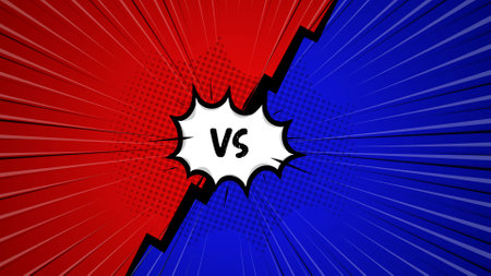Letter versus battle illustration. Decorative background in pop art style.のイラスト素材