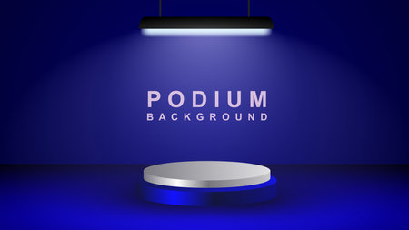 cylindrical pedestal podium. Geometric platform abstract vector rendering. Product display presentation.のイラスト素材