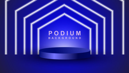 cylindrical pedestal podium. Geometric platform abstract vector rendering. Product display presentation.のイラスト素材