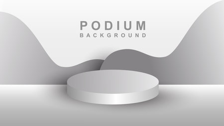 cylindrical pedestal podium. Geometric platform abstract vector rendering. Product display presentation.のイラスト素材