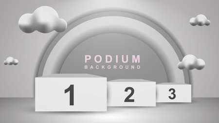 winner's podium with pedestal spotlights. Vector illustration.のイラスト素材