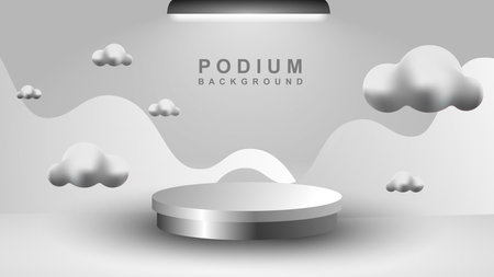 cylindrical pedestal podium. Geometric platform abstract vector rendering. Product display presentation.のイラスト素材