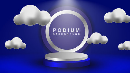 cylindrical pedestal podium. Geometric platform abstract vector rendering. Product display presentation.のイラスト素材