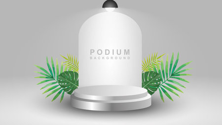 cylindrical pedestal podium. Geometric platform abstract vector rendering. Product display presentation.のイラスト素材