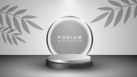 cylindrical pedestal podium. Geometric platform abstract vector rendering. Product display presentation.のイラスト素材