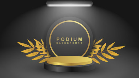 cylindrical pedestal podium. Geometric platform abstract vector rendering. Product display presentation.のイラスト素材