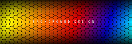 Dark hexagon abstract technology background with colored bright flashes under the hexagon. vector illustrationのイラスト素材