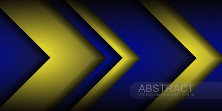 Yellow and blue technology abstract banner with overlapping shiny arrows. vector backgroundのイラスト素材
