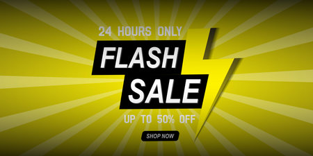 Flash Sale Shopping poster or banner. Flash Sales banner template design for social media and website.のイラスト素材