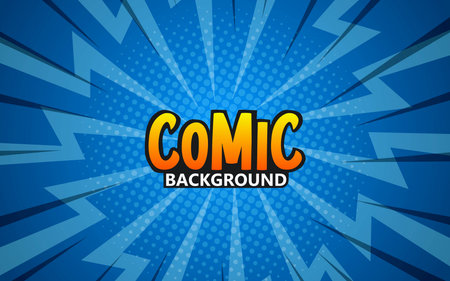 Pop art comic background. Blue Cartoon Vector Illustrationのイラスト素材