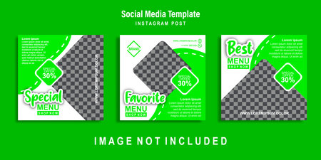 Food social media post template. Collection of editable banner template designs for food posts.のイラスト素材