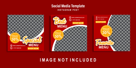 Food menu banner social media post. Editable social media template for promotion in Food menu.のイラスト素材