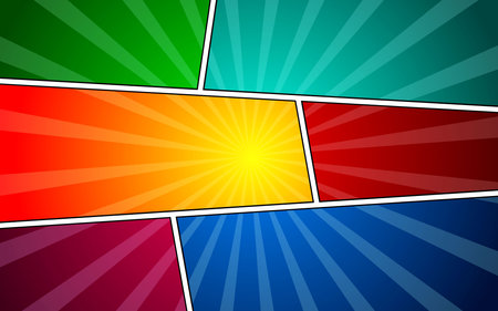 Abstract background with colorful and halftones. Background in comic styleのイラスト素材