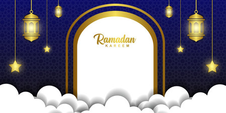 Ramadan Kareem Background Design. Greeting Cards, Banners, Posters. Vector Illustration.のイラスト素材