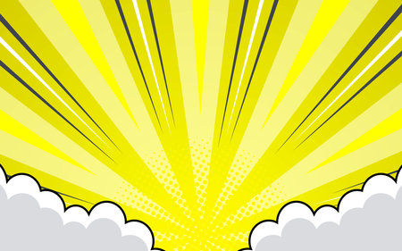 Pop art comic background with clouds. Cartoon Vector Illustrationのイラスト素材