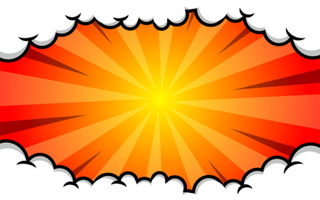 Pop art comic background with clouds. Cartoon Vector Illustrationのイラスト素材
