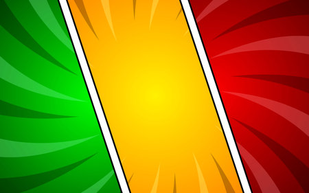 Comic book page background with radial effect, halftone, in pop art style. Colorful blank template. Vector illustrationのイラスト素材