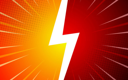 Fight versus cartoon comic background. Comic book colorful competition poster with halftone elements. Vector illustrationのイラスト素材