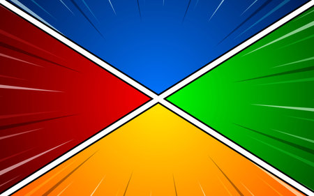 Colorful comic pop art background template with halftone effect.のイラスト素材