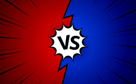 Versus pop art background template for cartoon comic book page or poster. Background with halftone effect in comic style design.のイラスト素材