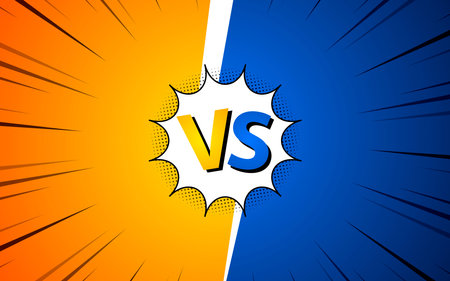 Versus pop art background template for cartoon comic book page or poster. Background with halftone effect in comic style design.のイラスト素材