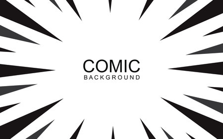 Comic book black and white radial lines background. Manga speed frame. Super hero action. Vector illustration.のイラスト素材
