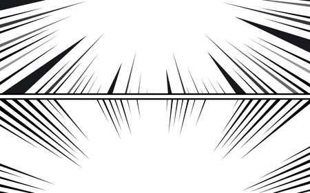 vector comic book page template with radial speed lines background in manga anime style. black and white illustration vectorのイラスト素材