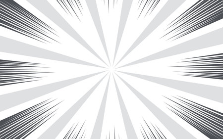 Comic book black and white radial lines background. Manga speed frame. Super hero action. Vector illustration.のイラスト素材