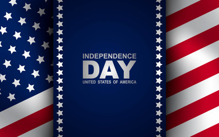 United States Independence Day background with flag. 4th of July banner, greeting card. Vector illustrationのイラスト素材