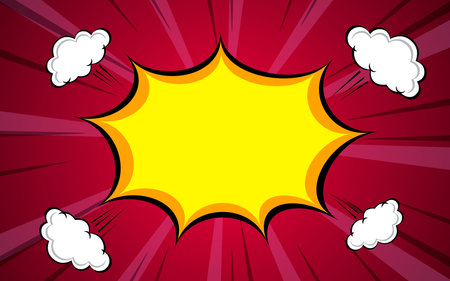 Comic pop art cloud bubble. Funny speech bubbles. Trendy Colorful retro vintage background in pop art retro comic style.のイラスト素材