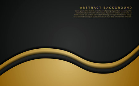 Elegant overlapping background with gold line elements. Realistic luxury paper cut style 3d modern concept. vector illustration for designのイラスト素材