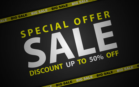 Sale design element with big sale ribbon frame border. template for promotional brochure, advertising poster, discount flyer.のイラスト素材