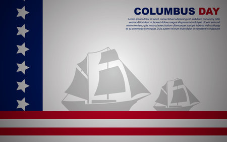 columbus day greeting background with United States flag and empty space area.のイラスト素材