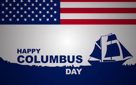 columbus day themed background with ships and american flagのイラスト素材