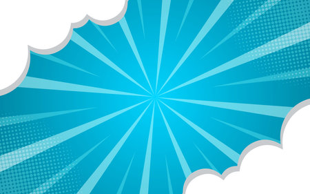 comic background with Cloud, sun burst and halftoneのイラスト素材