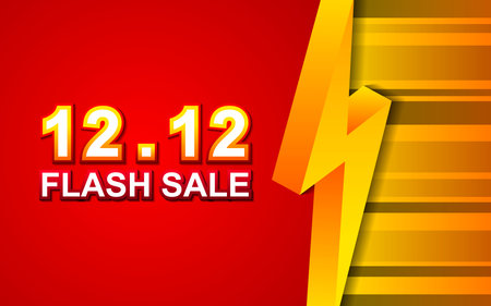 Flash Sale Shopping Banner with Thunder sale banner template design for social media and websiteのイラスト素材