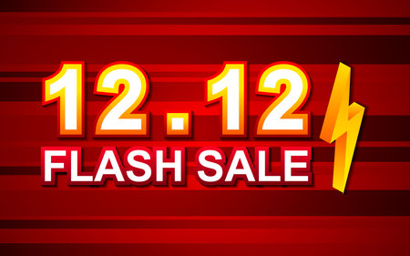 Flash Sale Shopping Banner with Thunder sale banner template design for social media and websiteのイラスト素材