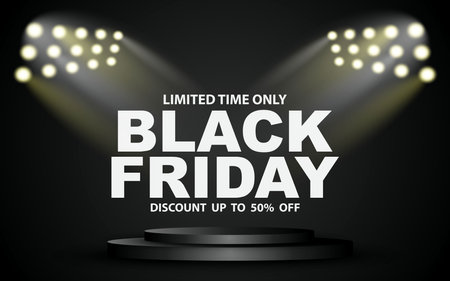 Typography banner for Black Friday. Design template for Black Friday sales, promotions, advertising and social media ads.のイラスト素材