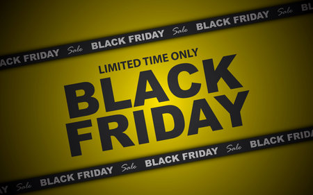 Promo background for Black Friday. Black Friday Sale ribbon in the background. Copy space. Vector illustration.のイラスト素材