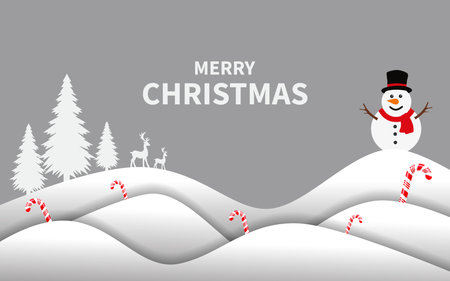 Merry Christmas banner winter landscape backgroundのイラスト素材