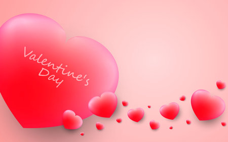 Beautiful Love Valentines Day Banner Background with 3D Heart Effectのイラスト素材