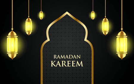 Creative Islamic new year design with hanging lanterns. vector illustrationのイラスト素材