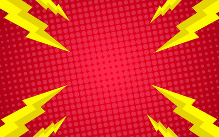 comic abstract pop art background with thunder. vector illustrationのイラスト素材