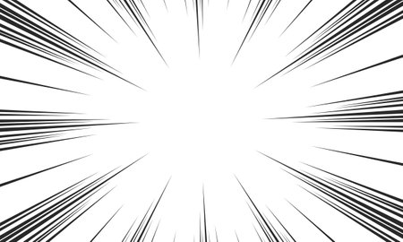 Comic strip radial motion lines. Super hero speed anime comic book and explosion beam texture. manga superhero explosion effect.のイラスト素材
